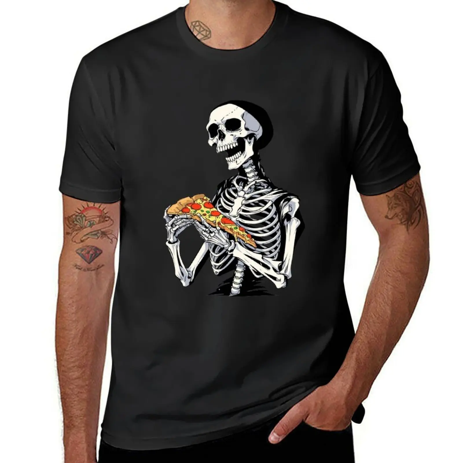 Hungry Skeleton: A Pizza for Eternity! T-Shirt blanks anime clothes sweat Men's t-shirt