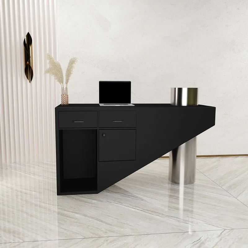 Modern Simple Stainless Steel Bar Table for Clothing Store Small Company Reception Desk Counter Check out Page Design