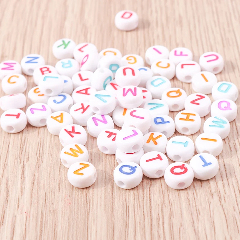 Tusember 100 Stück Niedliche Mini A-Z Alphabet Acryl 26 Englische Buchstaben Charms Perlen für DIY Armband Halskette Handgemachte Schmuckherstellung – Detail 6