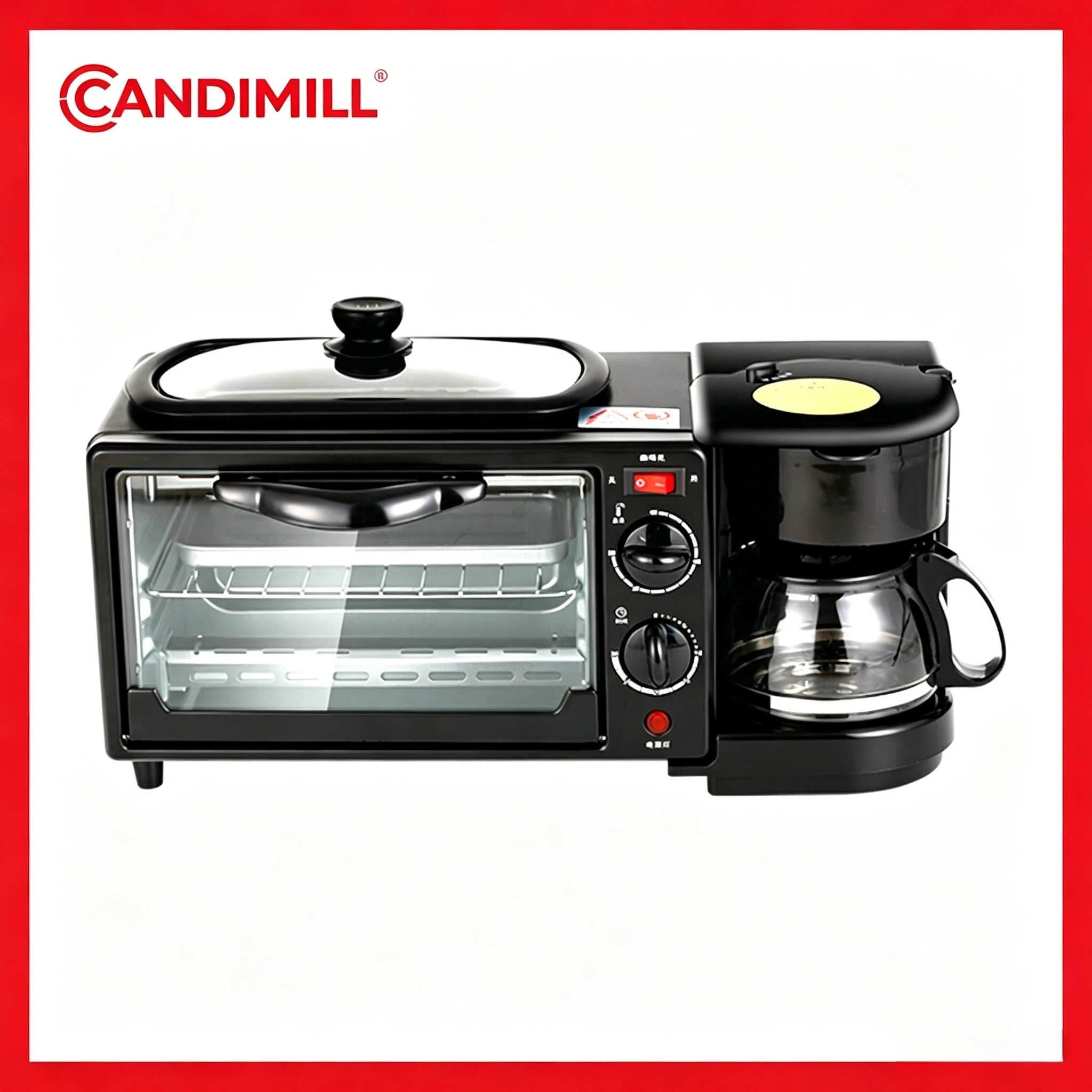 Household 3in1 Multi-function Breakfast Machine Combined Coffee Maker Milk Warm Device Mini Electric Toaster Oven