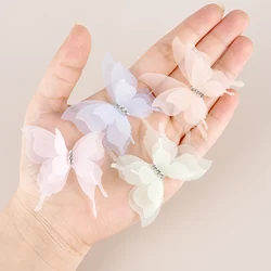 10/20PCS 3D Triple Layer Lace Butterfly Gauze With Diamond DIY Bride Hair Accessories Material Jewelry Earring Dress Accessories