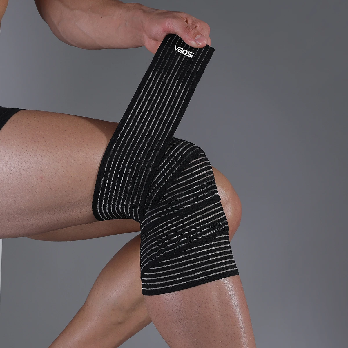 VBOSI 1-teiliges multifunktionales, atmungsaktives, elastisches Kniebandage für Damen und Herren, Wadenstütze für Gewichtheben, Kniebeugen – Detail 5