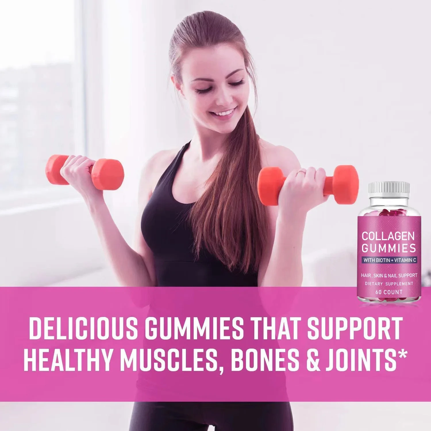 

Collagen gummies support a healthy diet and supplement for hair, skin, and nails, effectively repairing and enhancing immunity