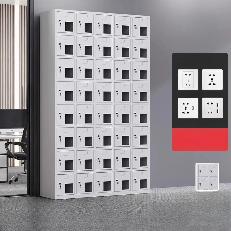 Customized 30 Doors Steel Phone Locker Cell Phone Storage Charger Cabinet Metal Electric Public Charging Station Locker