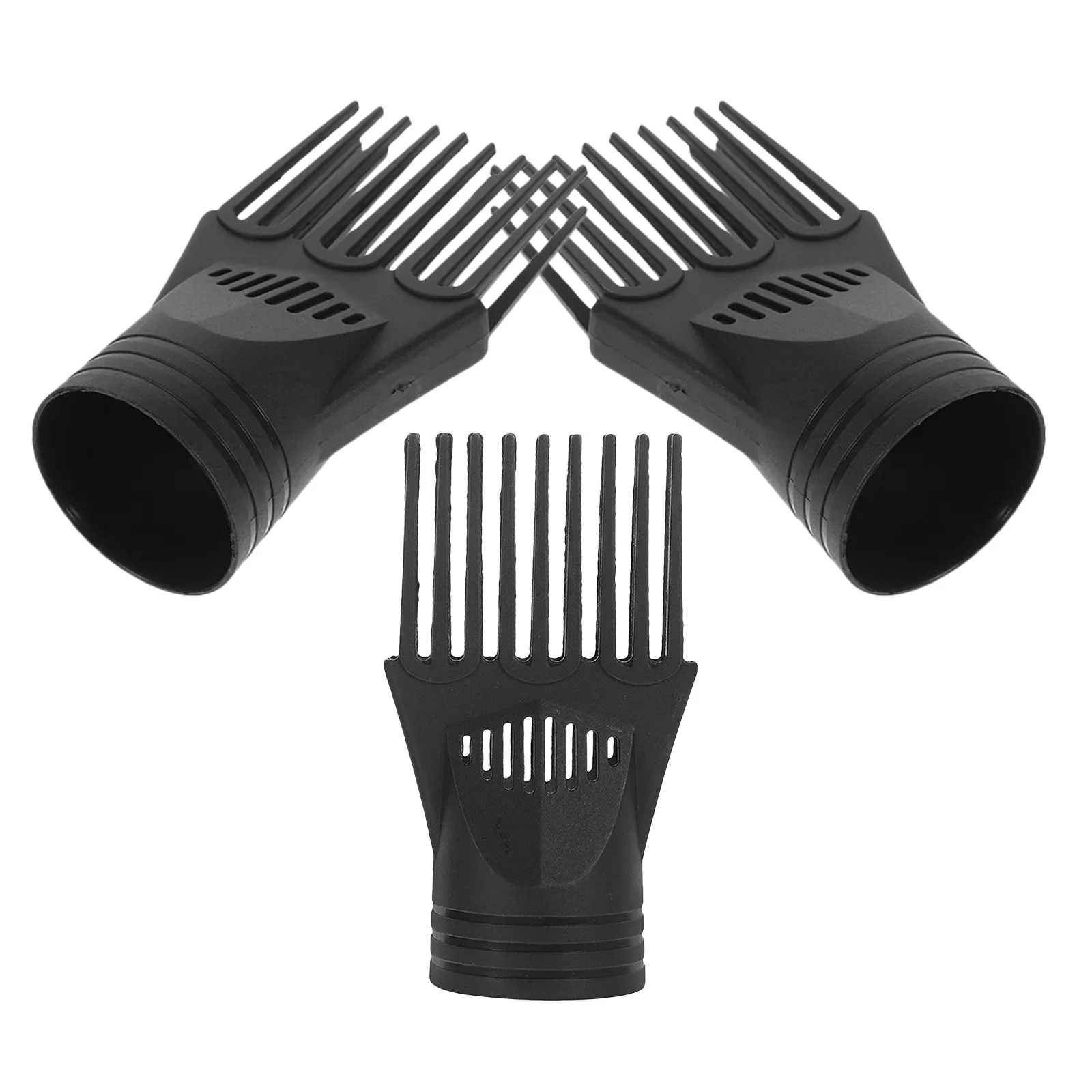 

3Pcs Hair Dryer Comb Attachment Plastic Concentrator Blow Dryer Nozzle Black Replacement Salon Styling Tool Straightening
