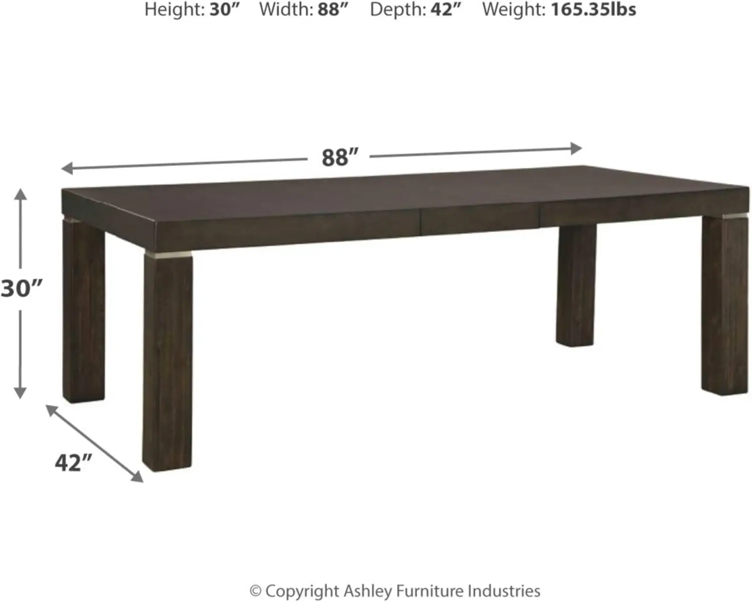 Hyndell Contemporary Dining Extension Table, Seats Up To 8, Dark Brown