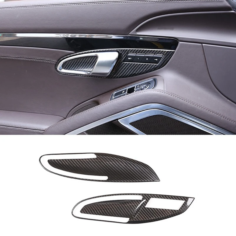 For Porsche 911 718 2012-2018 Dry Carbon Fiber Inner Door Handle Bowl Cover Trim Sticker Decoration Car Replacement