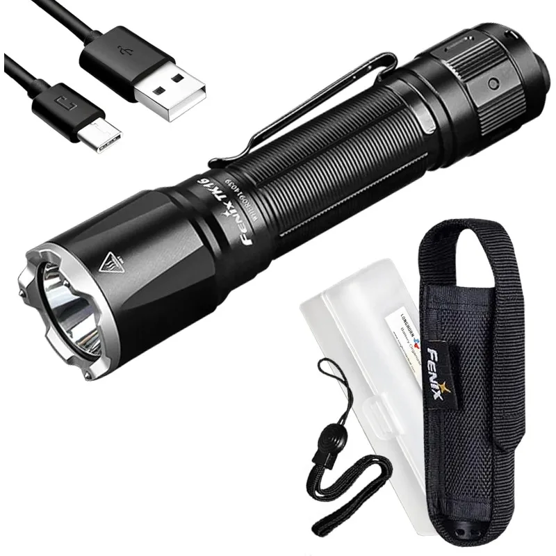 Fenix TK16 v2.0 Tactical Flashlight, 3100 Lumen Long Throw, USB-C Rechargeable, with LumenTac Organizer