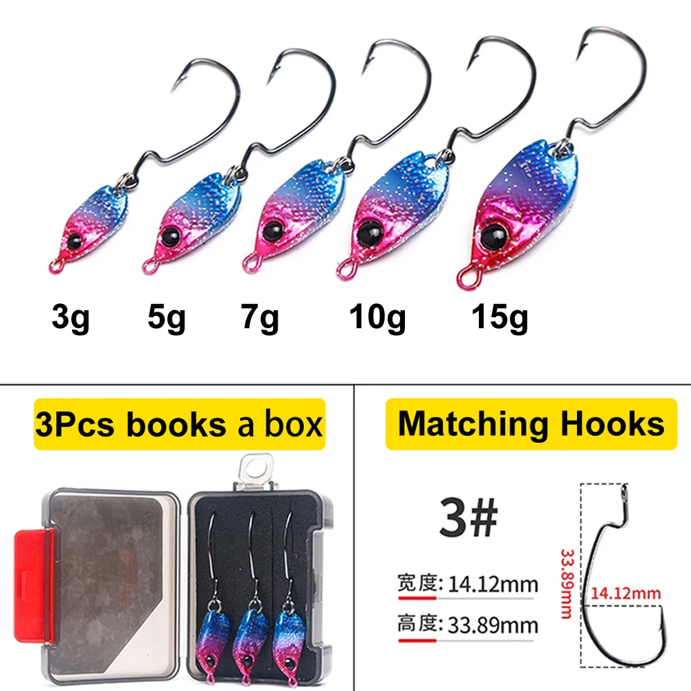 1Box Jig Fish Lure tacle crossing head hook anti-hanging bottom swing reinforced crank hook texas fishing group bass fish hooks