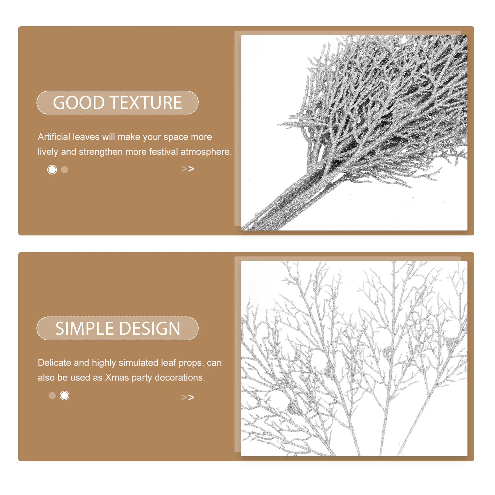 

10Pcs Artificial Leaves Glitter Xmas Tree Branches Decoration Party Supplies Festival Props Artificial Leaves Xmas Tree Decor