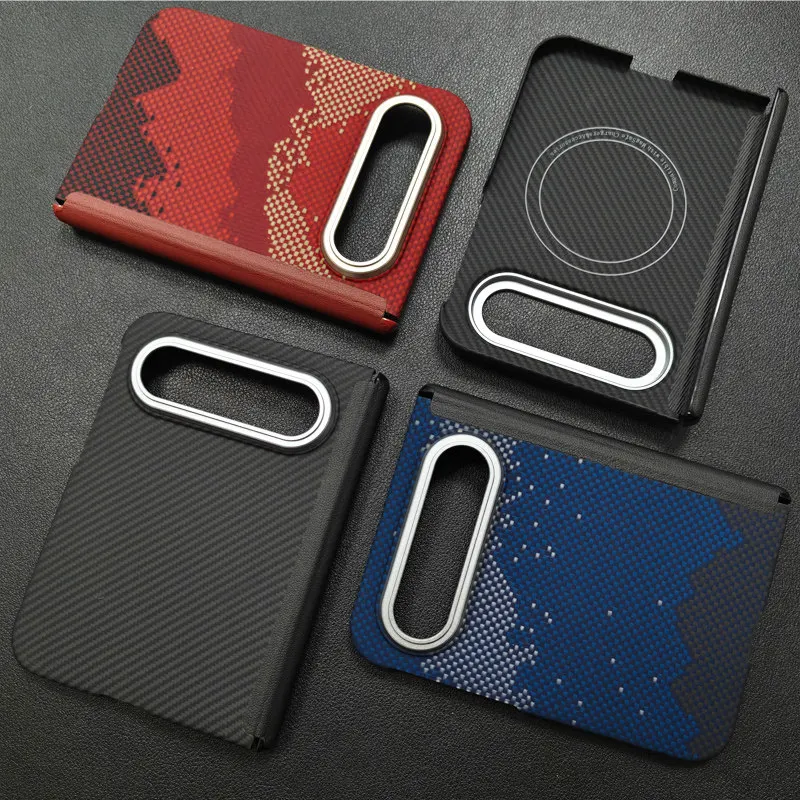 A Set Real Kevlar Carbon Fiber Magnetic Phone Case for XiaoMi 18 Fold Business Aramid Fiber for Magsafe for Xiaomi Fold 18Fold