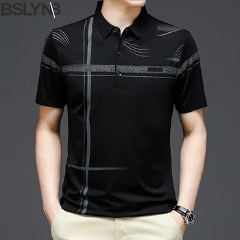 Summer men's short sleeve Polo SHIRT turn-down collar business casual ice silk Polo T-Shirt