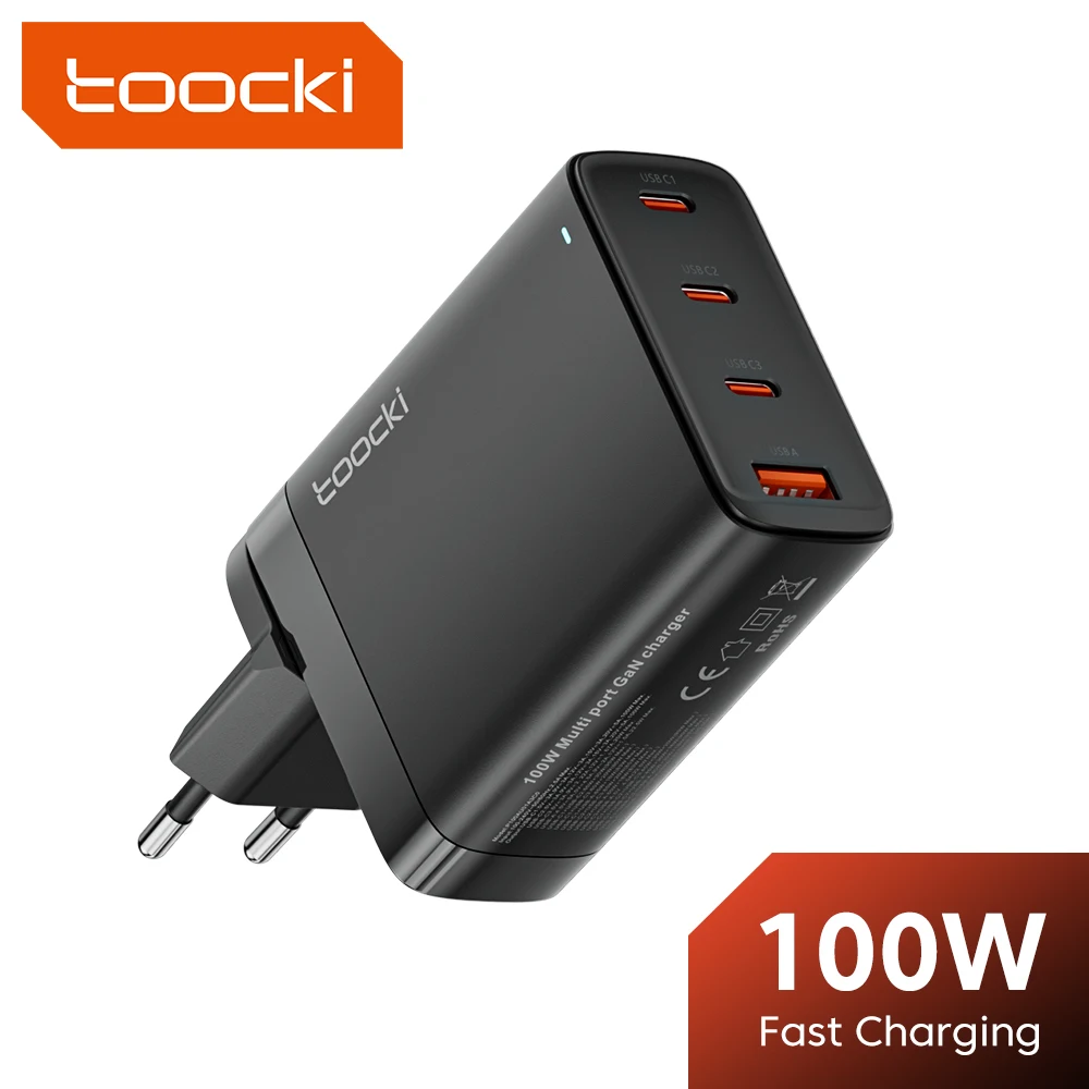 شاحن Toocki بمنفذ USB من نوع C بقدرة 100 وات لهاتف شاومي بوكو هواوي PD شاحن هاتف سريع الشحن لهاتف آيفون 14 وسامسونج شاحن QC GaN