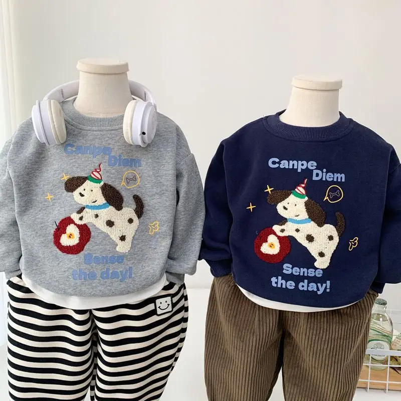 

Autumn Winter Kids Cartoon Dog Hoodie Tops Korean Style Children's Clothing Fashion Long Sleeve Sweatshirt Toddlers Pullover