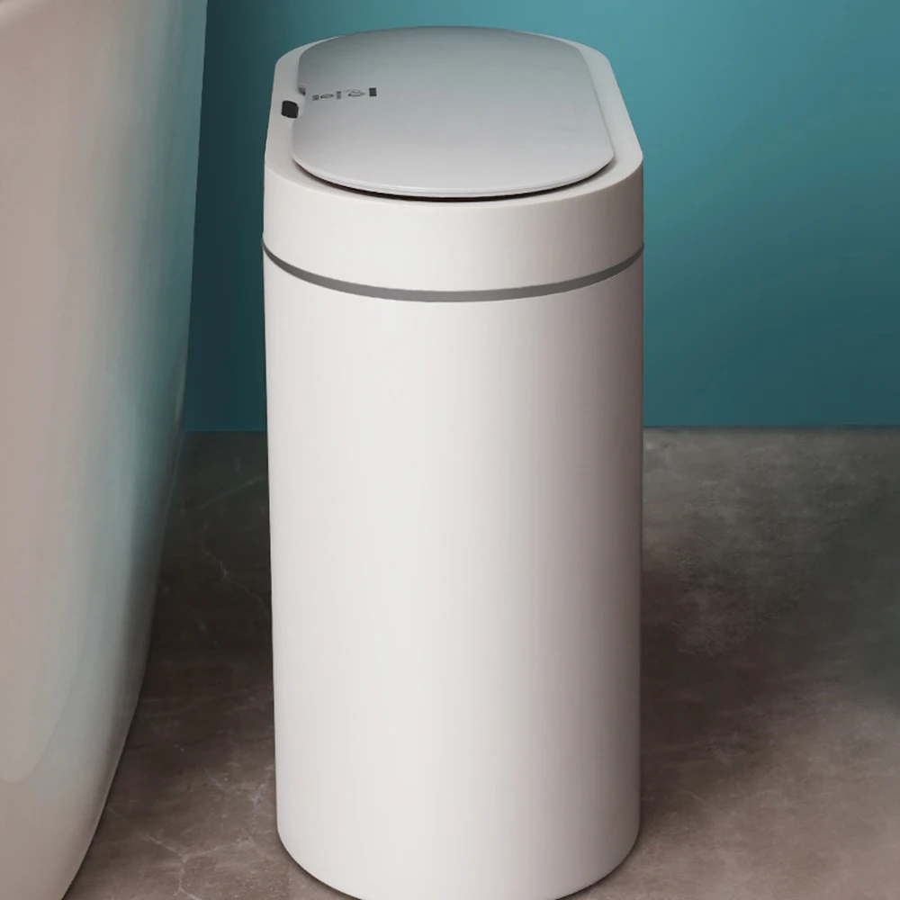 7L/ 8L Slim Smart Sensor Trash Can Wastebasket with Lid Powder Room Bathroom Toilet Waterproof Narrow Seam Garbage Container Bin