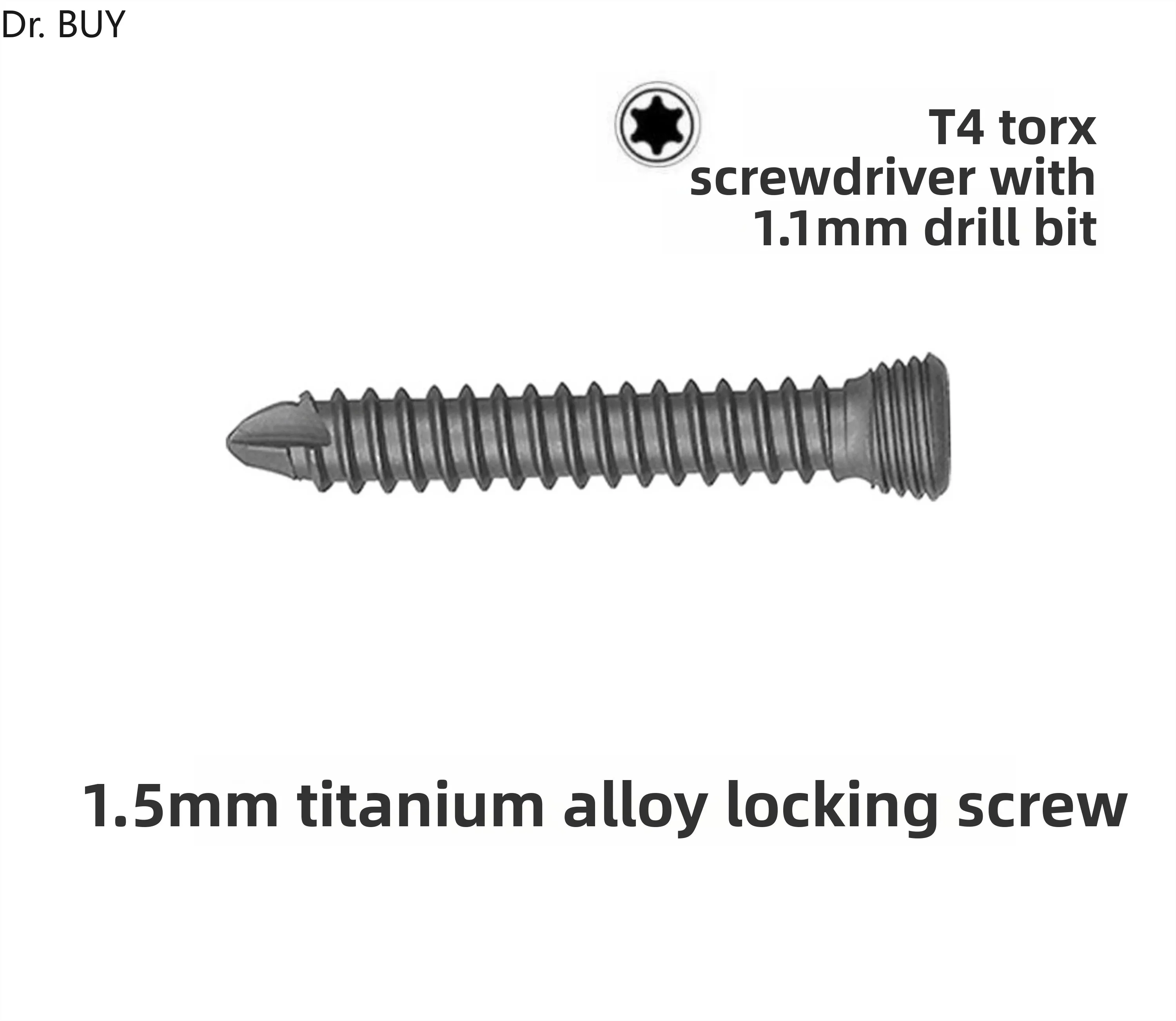 5 Pieces1.5mm Titanium Alloy Locking AO Self-Tapping Screw T4 Plum Blossom Interface, Pet Animal Hat Skull Nail Instrument LCP