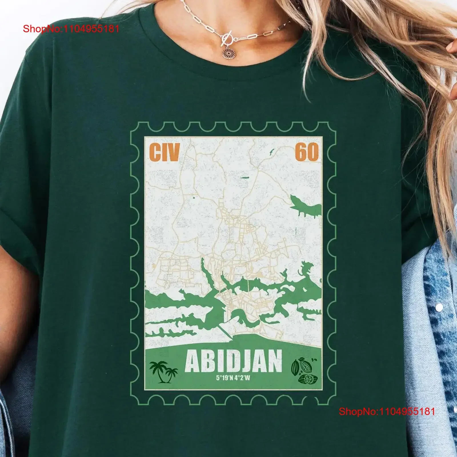 

Abidjan Vintage Stamp T Shirt Distress Ivory Coast cote d'ivoire African City Cities vintage Washed fashion Casual