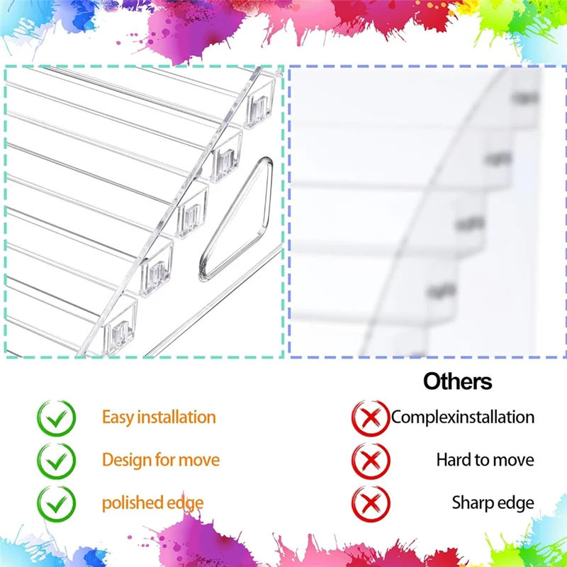 

A13E-2 Pack Clear Paint Storage Box With Brush Holder 7-Layer Craft Paint Storage Rack, Artist Supplies