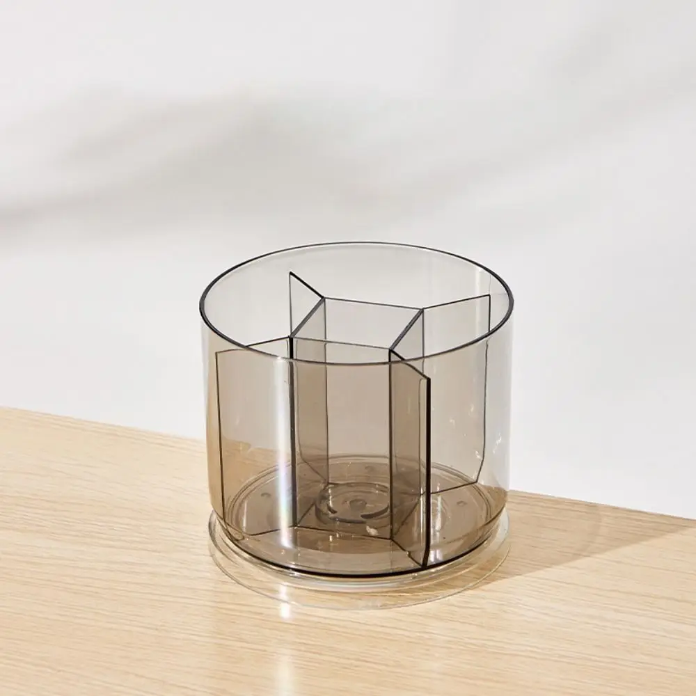 360° Rotation Rotatable Pen Holder Large Capacity Space Saving Pencil Storage Box 5 Grids PET Makeup Brush Organizer Student