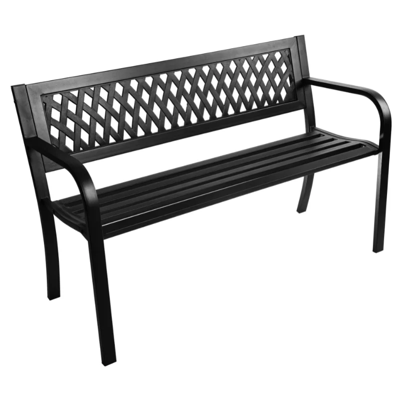 Elevon Outdoor Bench Steel Garden Patio Porch Furniture for Lawn Backyard Park Deck with Backrest Outdoor Bench Garden