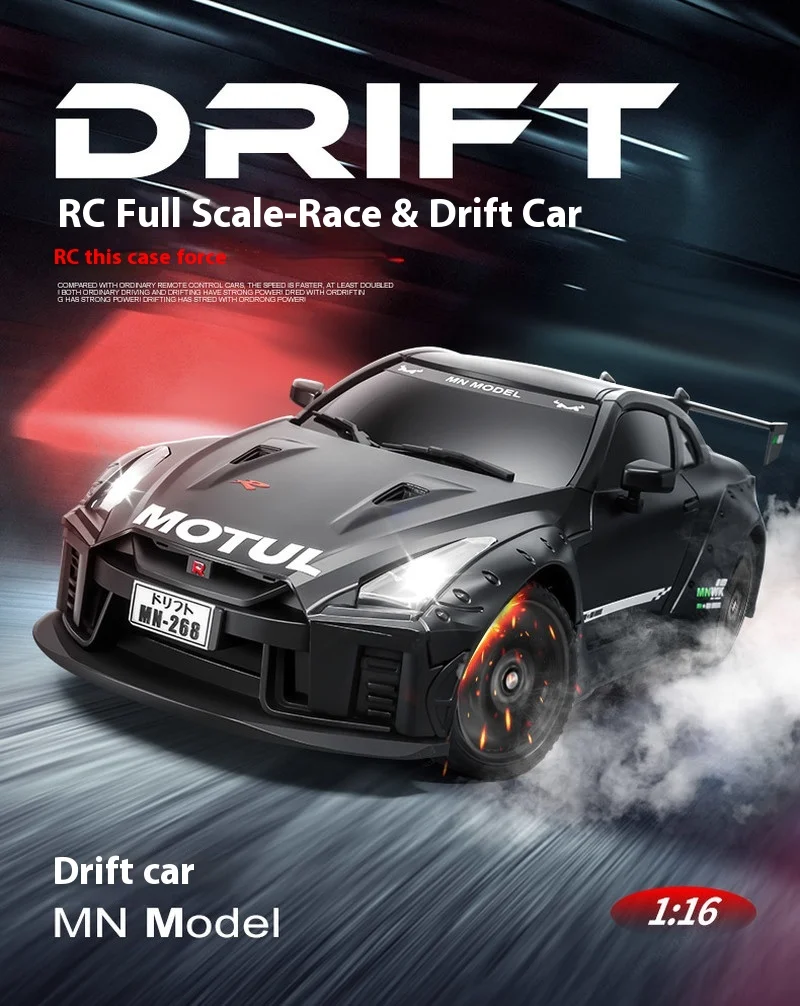 

New 2025 Mengniu 1:16 Full Scale Remote Control Drift Car Warrior GTR R35 Remote Control Model Car MN-268