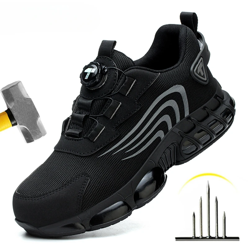 button new safety shoes for men, anti-impact and anti-piercing work shoes, fashionable men's sports shoes, and safety pro