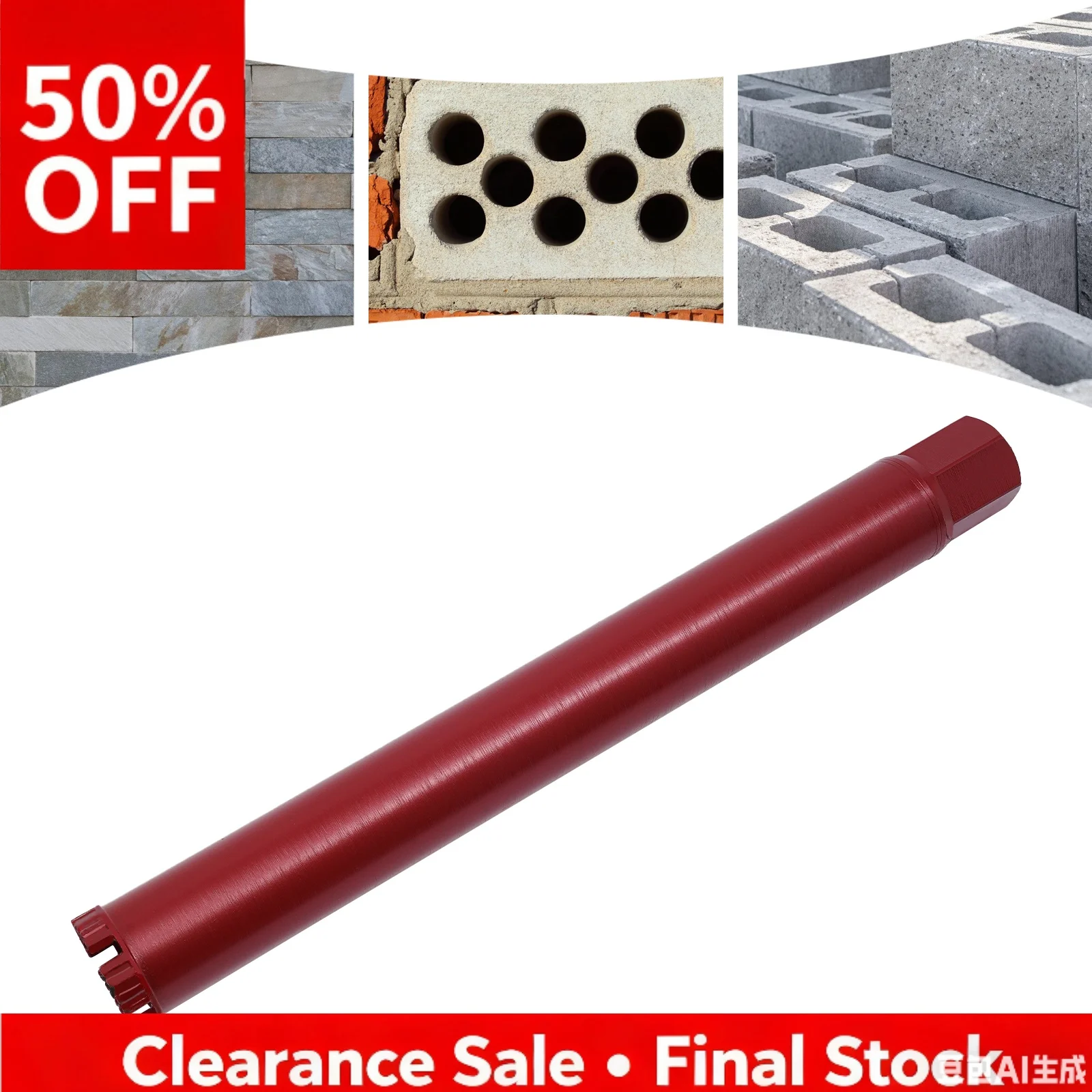 

51x470m Core Drill Bit Dry/Wet Diamond Reinforced Concrete Core Drilling Tool Drilling Depth 400mm Drill Barrel Red