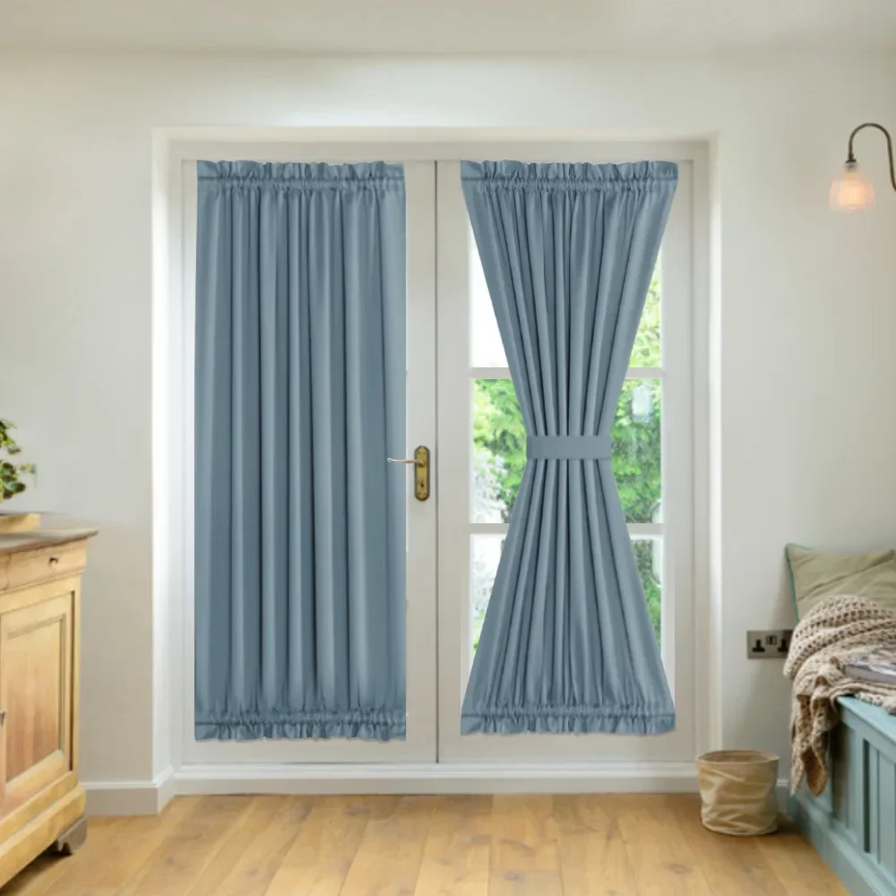 

2 Panels Blackout Curtain Rod Pocked Attachment Thickened Blocked Light Door Valance French Doors Sliding Glass