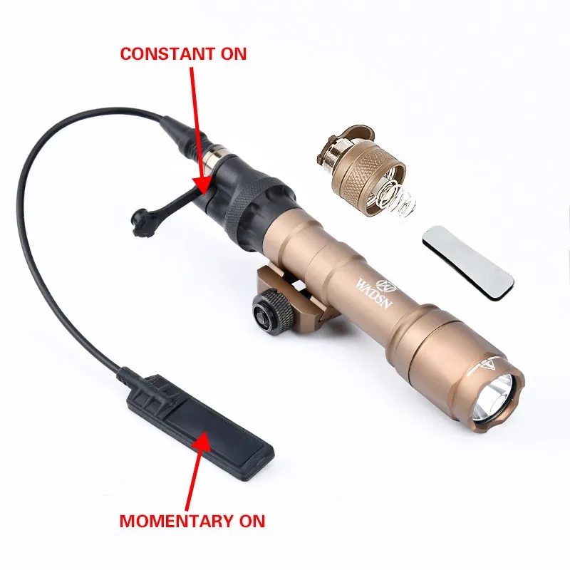 WADSN M300 M600 Flashlight Tail Cap Switch Airsoft M300C Tactical Hunting Spotlight Metal End Cap Dual Function Pressure Switch