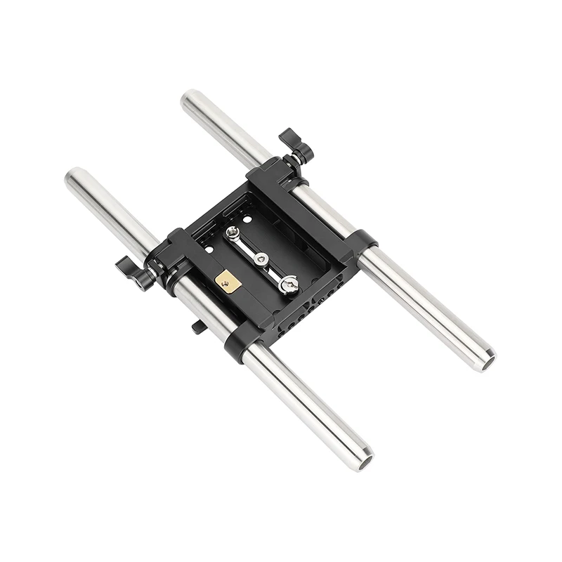 CAMVATE Quick Release QR Baseplate Sliding Bottom Plate With Double 19mm Rail Clamp + Stainless Steel 19mm Rod For DSLR Camera