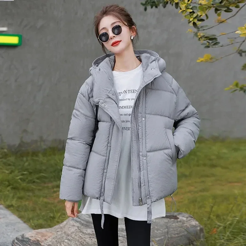 Purple Cotton Coat Short Down Cotton Coat Women Autumn Winter 2024New Fashion Korean Version Thickened Cotton Coat Loose Outcoat