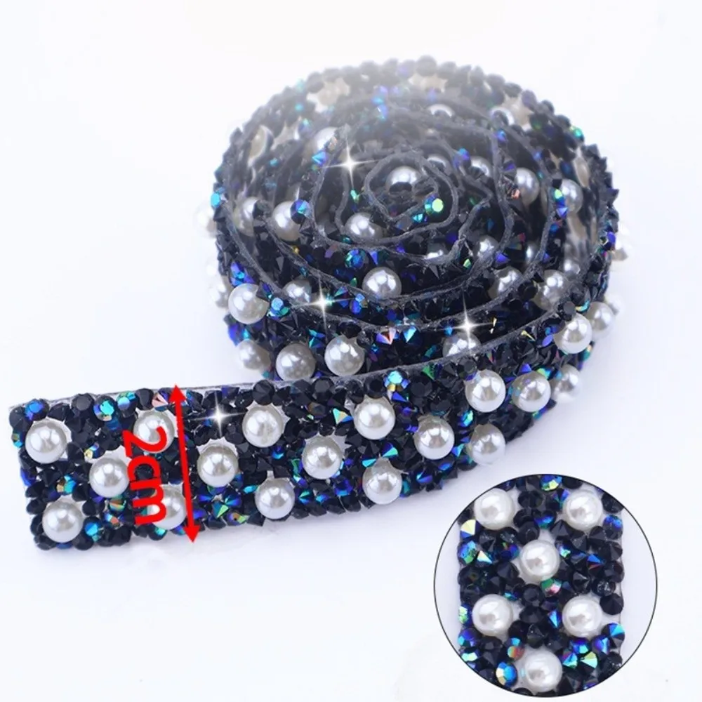 

1Yard Rhinestone Border Diamond Ribbon DIY 2cm Self Adhesive Rhinestone Chain Multi-color Crystal Sparkle Resin Rhinestone Trim