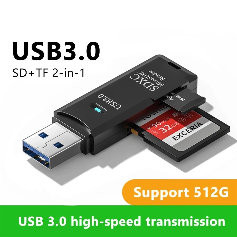 

Многофункциональный USB 3.0/2.0 SD TF-конвертер карт памяти 2 в 1, USB-флеш-накопитель, устройство чтения смарт-карт памяти для портативных ПК