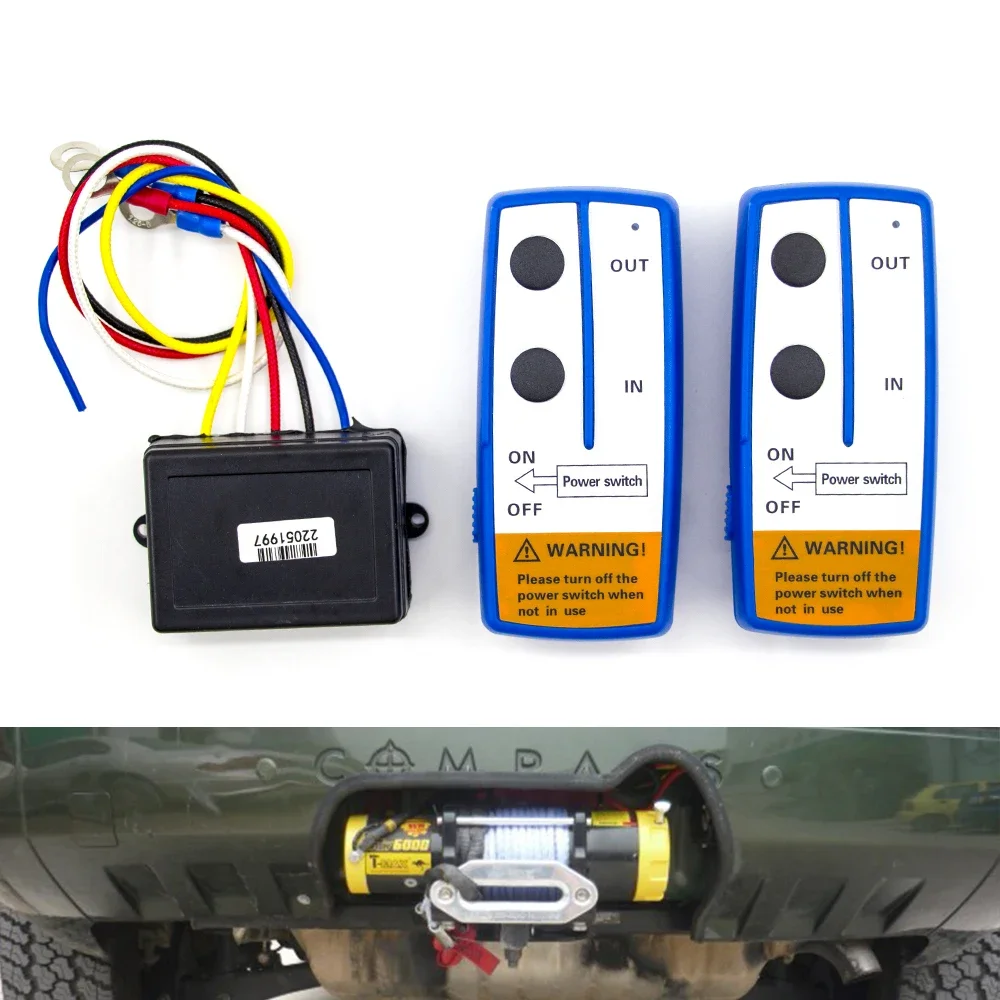 12V 24V 2.4G 50M Digital Wireless Winches Remote Control Controller Recovery Kit For Jeep ATV SUV Vehicle Trailer 120W 100ft