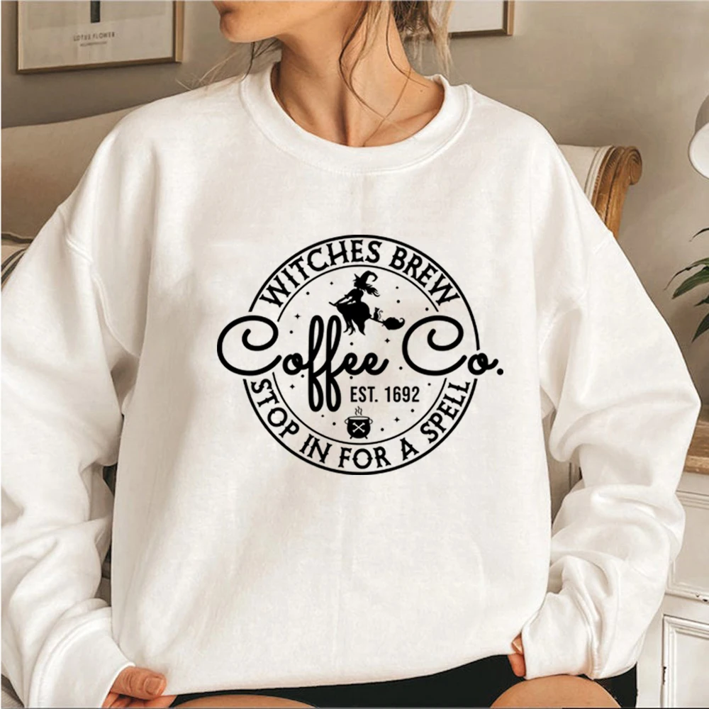 سويت شيرت Witches Brew Co Co، قميص الهالوين اللطيف للسيدات، سويت شيرت لمحبي القهوة، جرافيك، هوديس، قمصان الساحرات للهالوين
