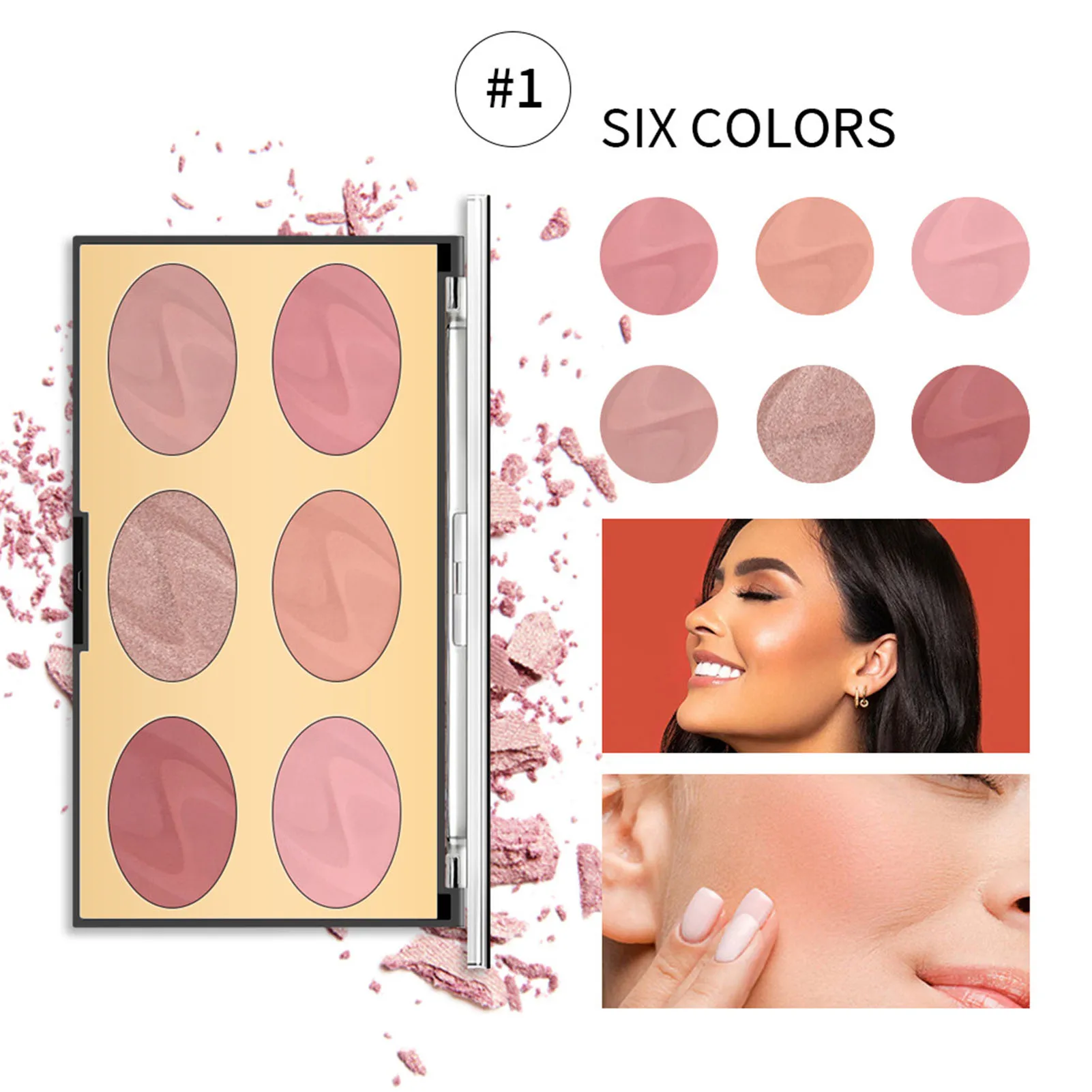 6 Màu Sắc/Bộ Phấn Má Hồng Tấm Đào Pallete Sắc Tố Kết Hợp Blusher Phấn Trang Điểm Chuyên Nghiệp Viền Bóng Xanh Hồng Đựng Mỹ Phẩm