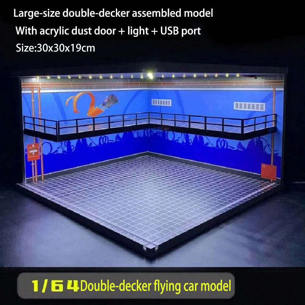 Meiduoxing 1/64 1/32 Car Garage Diorama Model Diecast Assemble LED Lighting Car Parking Lot Backdrop Display Scene Model Toys