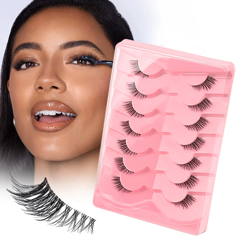 7ペアミックス長さフォックスまつげナチュラルソフトふわふわフェアリーキャットアイつけまつげロングウィスピー3Dミンクまつげエクステンションメイクアップツール