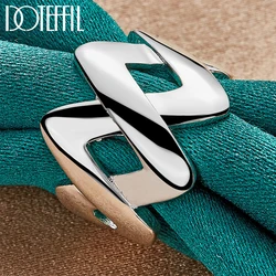 DOTEFFIL 925 Sterling Silver Cross Smooth Ring per donna uomo Wedding Engagement Party Fashion Charm Jewelry
