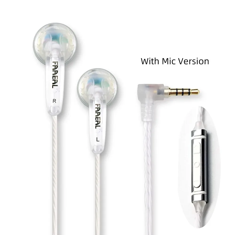 FAAEAL IRIS Clear Version 32ohm In Ear Flat Head Earbuds HiFi Bass Sound Quality Earphone For Xiaomi/Huawei/iphone