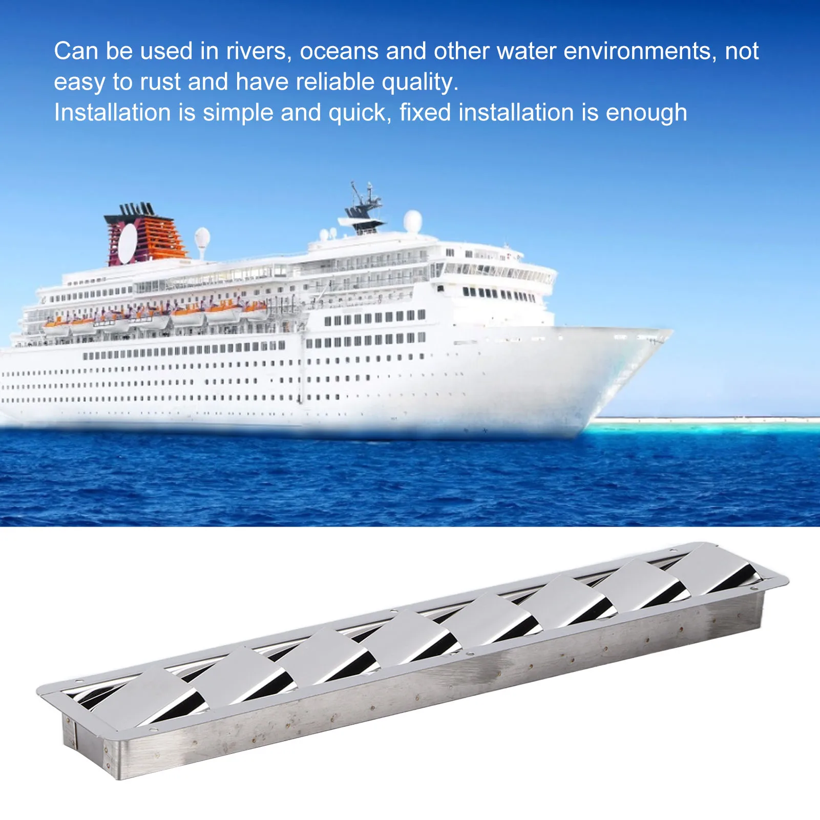 Boat Ventilation Marine Vent Grille Oblong Stainless Steel 8 Slots Grid Cover Boat Shutters Blind Louvre Air Vent Grille Cover