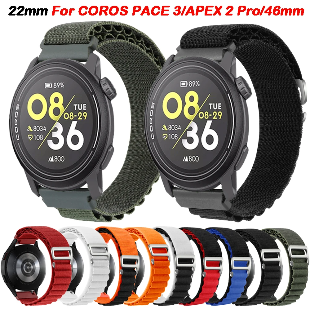 22mm Nylon Watch Sport Strap Band For COROS PACE 3/APEX 2 Pro/46mm Wristband COROS PACE3/APEX Pro Bracerlet Accesories