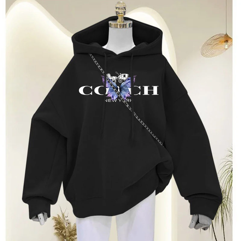 Fall Winter Hot Sale Clothing Women\'s O-Neck Hoodie Harajuku Style Hooded Pullover Fashion Print Long Sleeve SweatshirtTracksuit