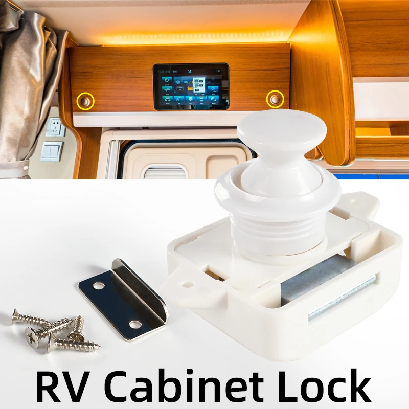 TYTXRV Camper Trailer Motor Parts Cut-out Size 26mm Zinc Alloy Keyless White Color 10pcs/box Cabinet Push Lock