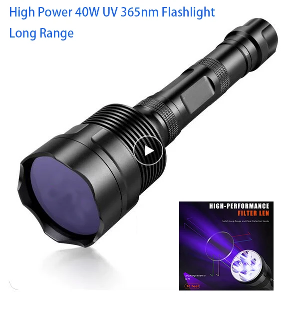 high-power-long-range-40w-4-in-1-3-x-365nm-uv-blacklight-led-flashlight-with-filter-uv-tinea-urine-stain-scorpion-money