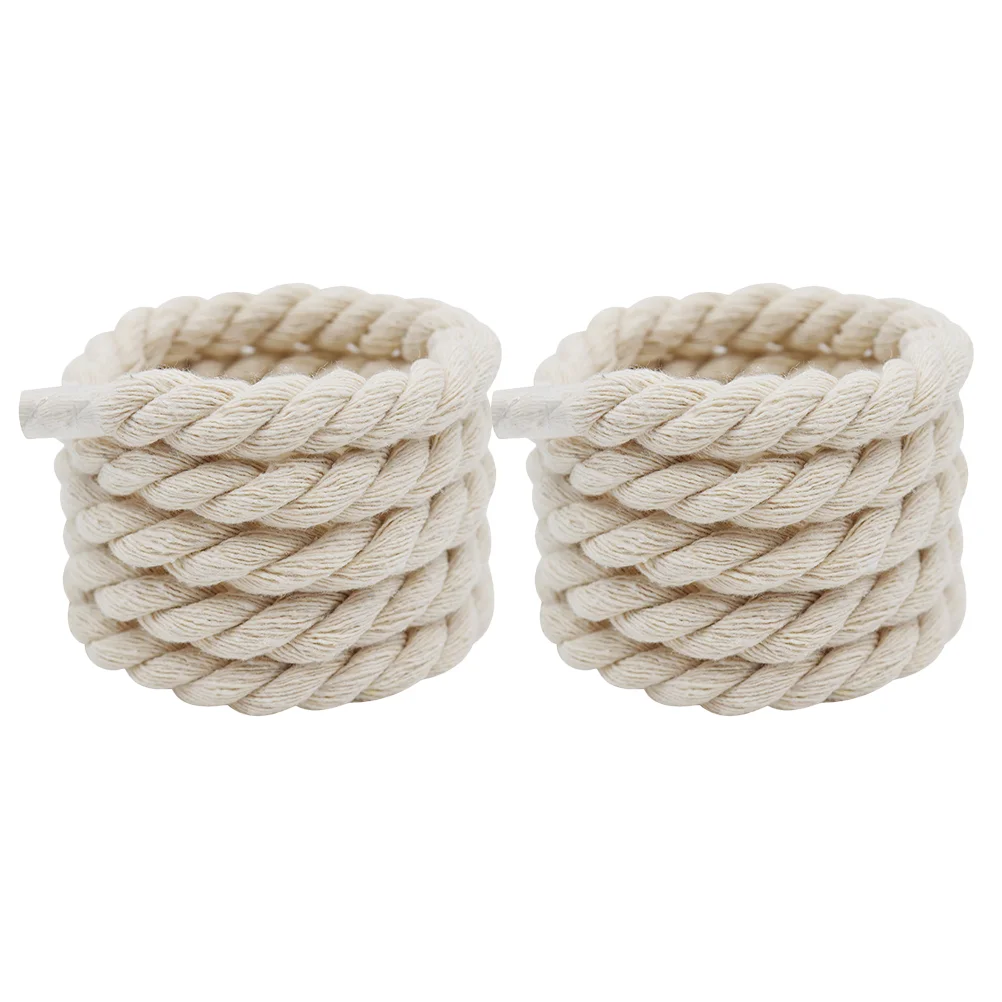 Hand-woven Rope Thickened 1cm Round Solid Color Three-strand Cotton Shoelace Decoration ( 120cm) Shoelaces Shoes