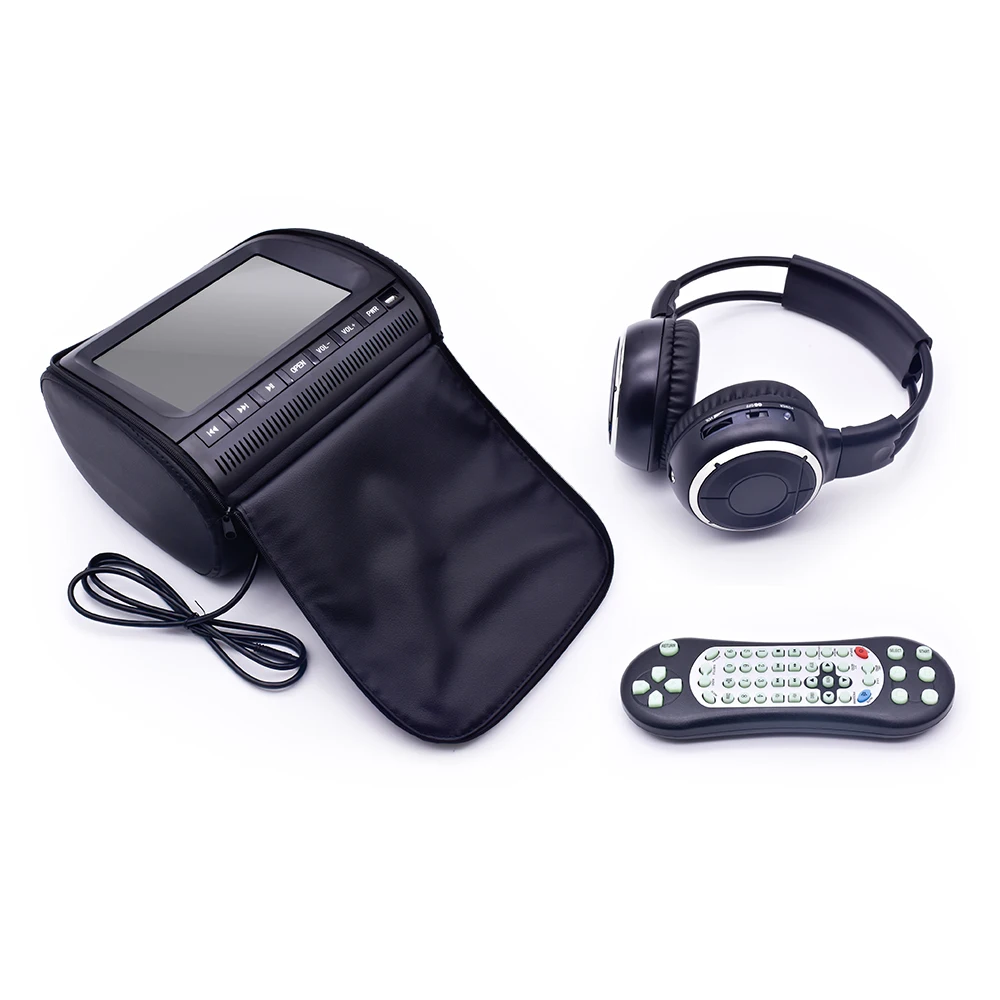 Universal 7inch/9inch Car Headrest TV Monitor Pillow Zipper Rear Seat Entertainment Including FM Transmitter 1-Year Warranty