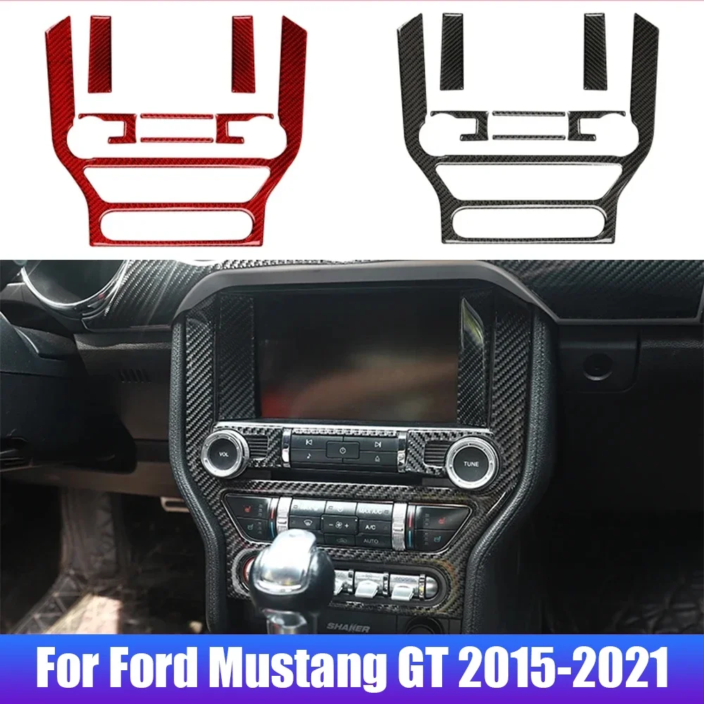 

For Ford Mustang GT 2015-2021 Carbon Fiber Interior Car GPS Navigation Trim Frame Multi-media Console Decoration Sticker Decal