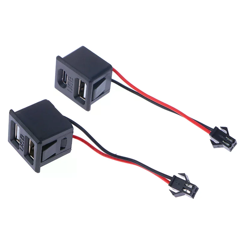 1Pc Double Layer USB Female Base Type-c Socket Female USB Lamp Charging Socket Power Socket with Cable Connector