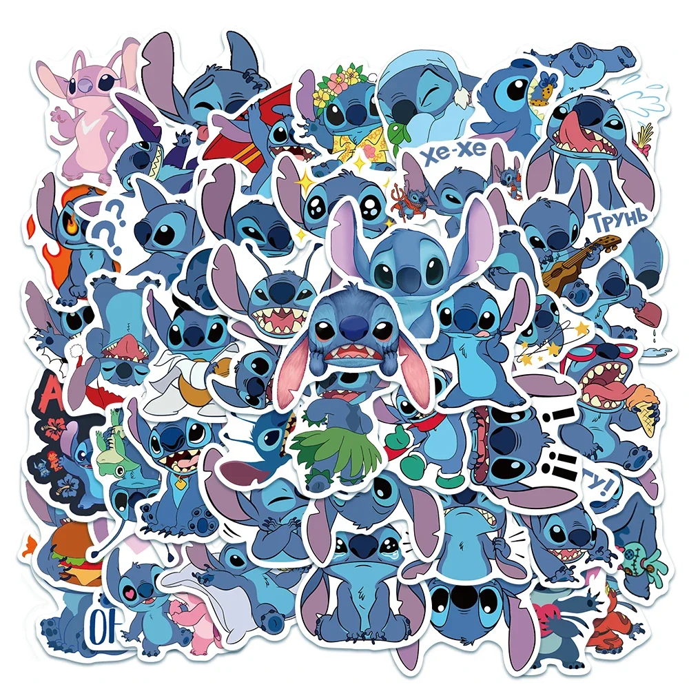 Disney Mixed Cartoon Stitch Stickers Mickey Decals DIY Laptop Luggage Phone Motorcycle Waterproof Sticker Children Toys